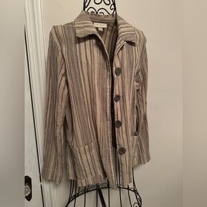Appleseed's Beige Striped Chore Jacket